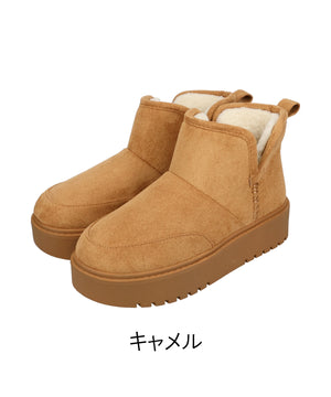 サイドスリット厚底ムートンショートブーツ/51425