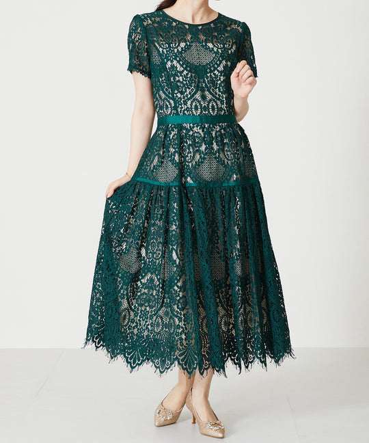 レース切替ワンピース/MO33O03【結婚式/オケージョン/パーティー】