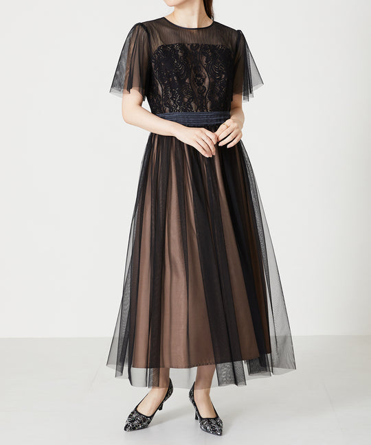 チュールシフォンワンピース/MO33O02【結婚式/オケージョン/パーティー】