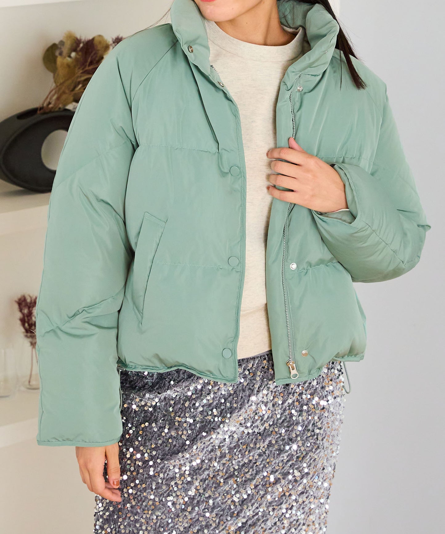 スタンドネックショートダウンジャケット/MO43D02