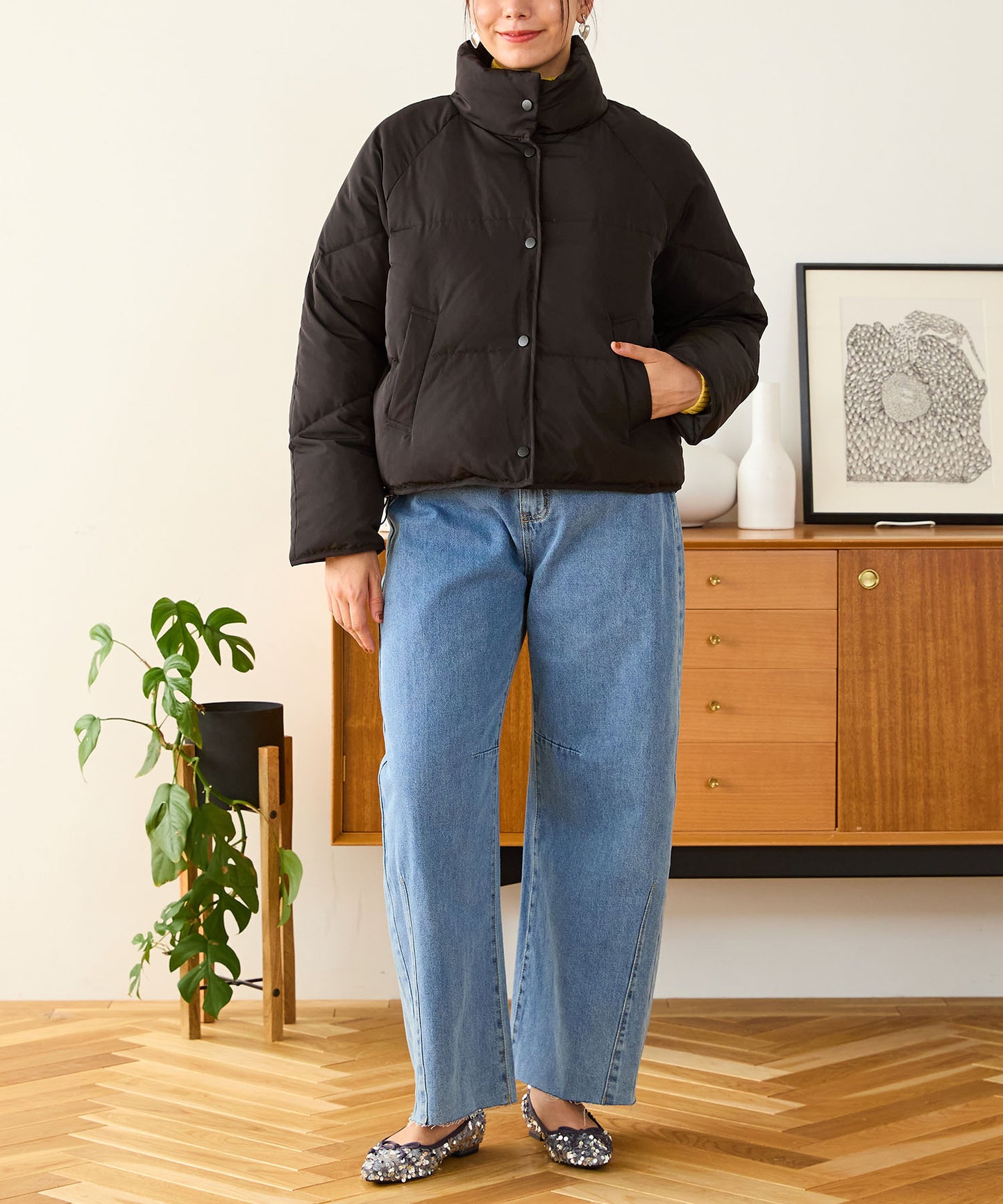 スタンドネックショートダウンジャケット/MO43D02