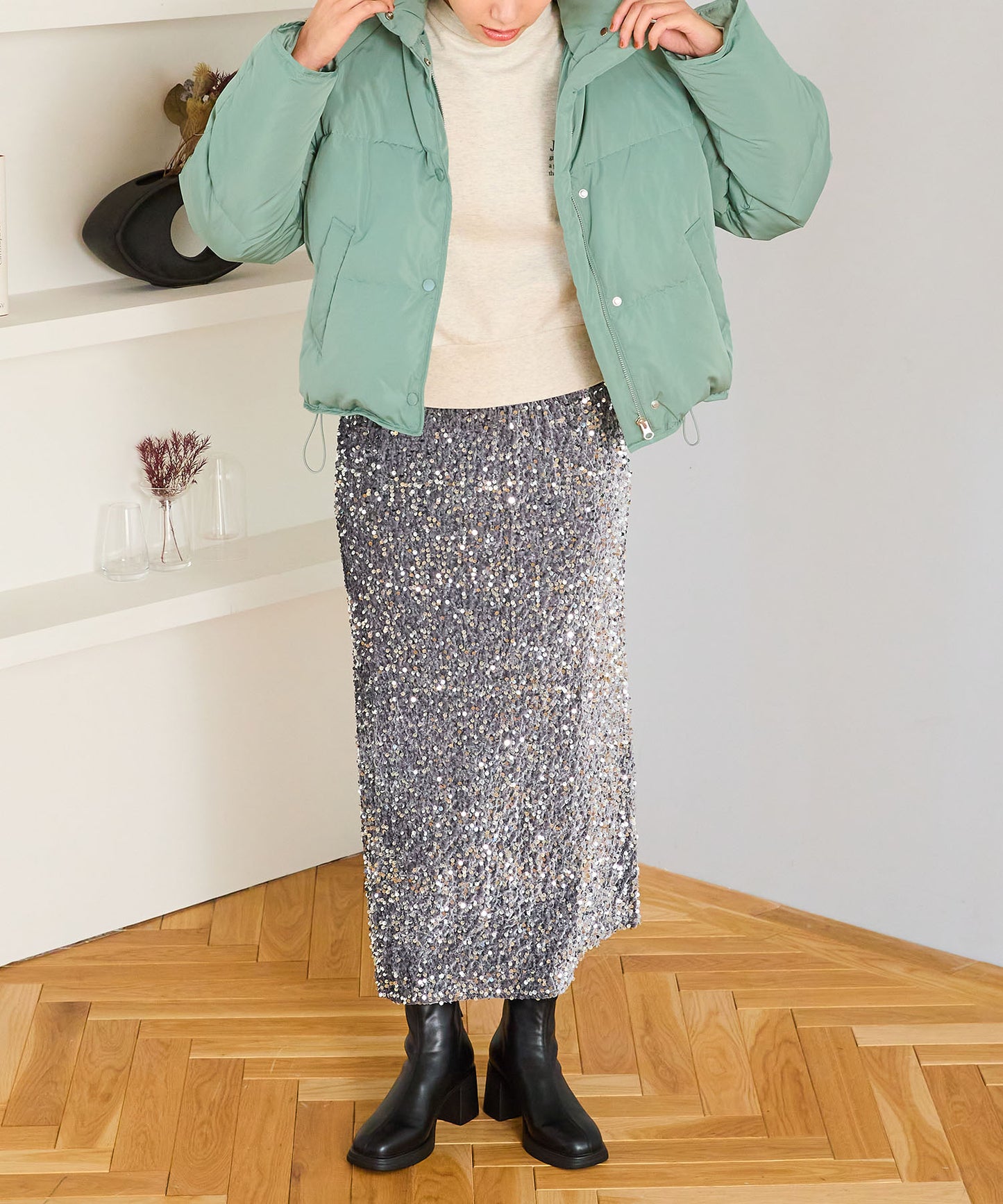 スタンドネックショートダウンジャケット/MO43D02