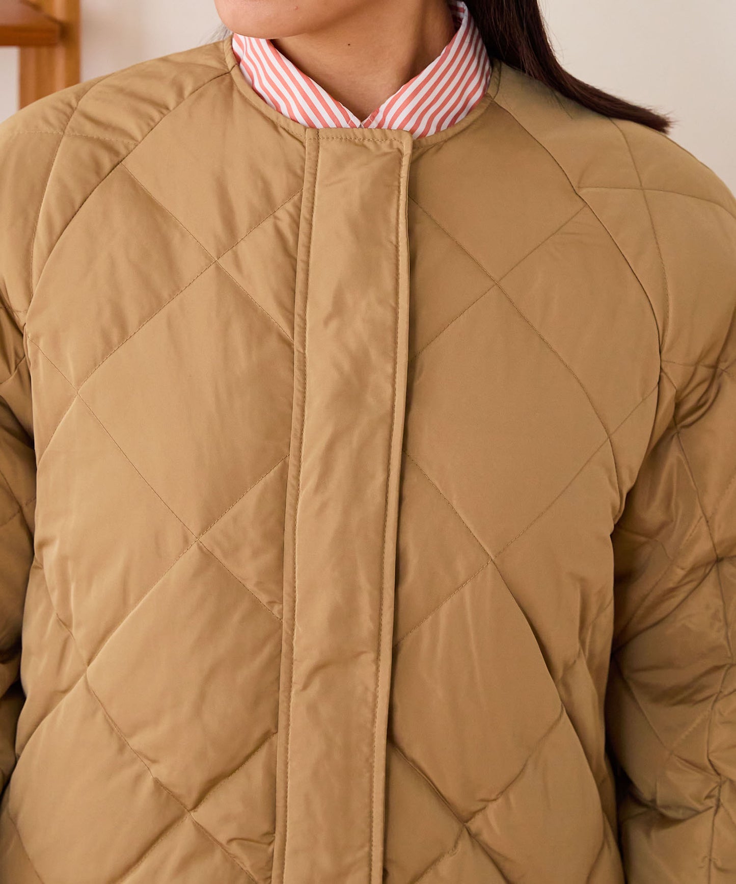 キルティングノーカラーダウンジャケット/MO43D04