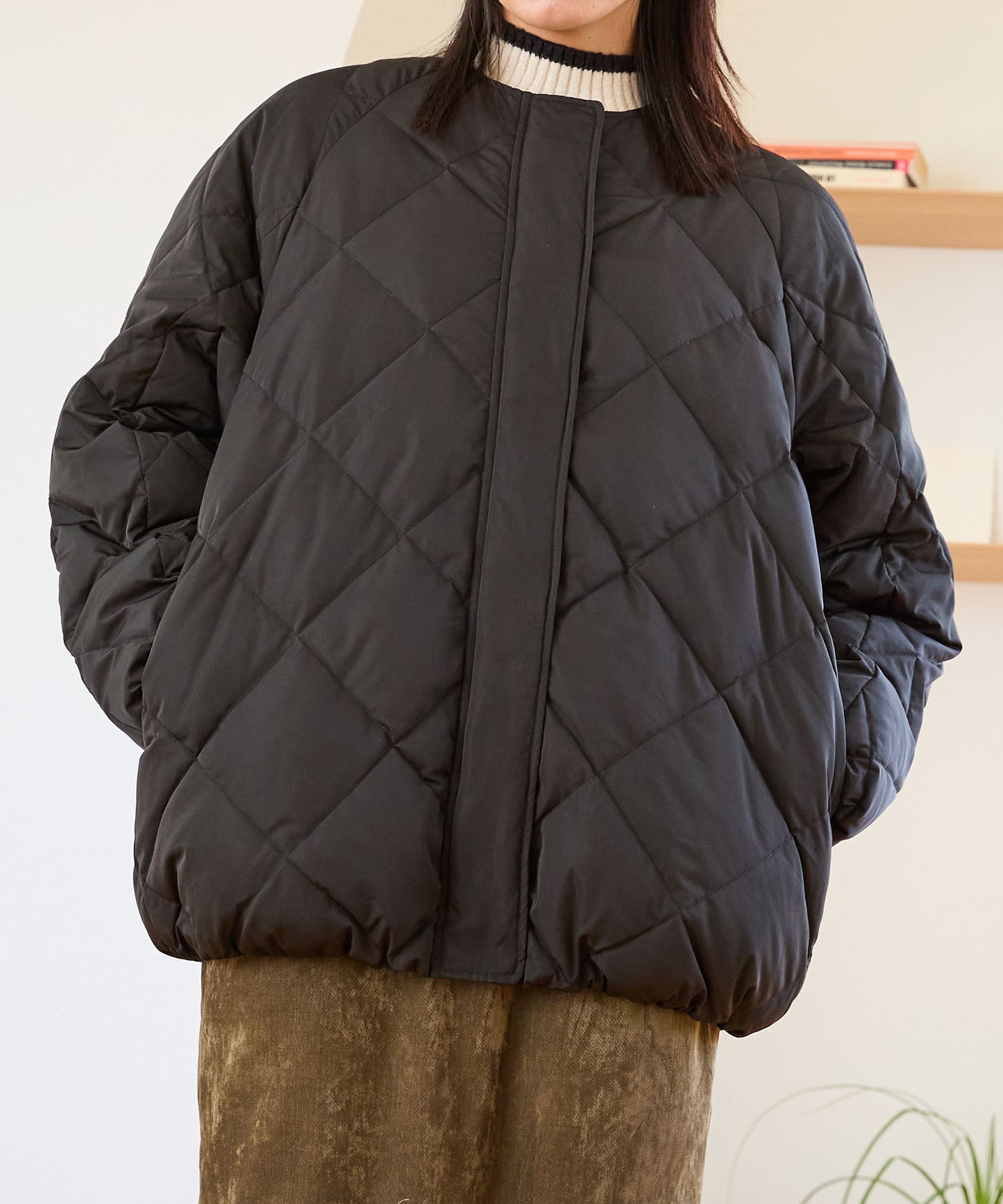 キルティングノーカラーダウンジャケット/MO43D04