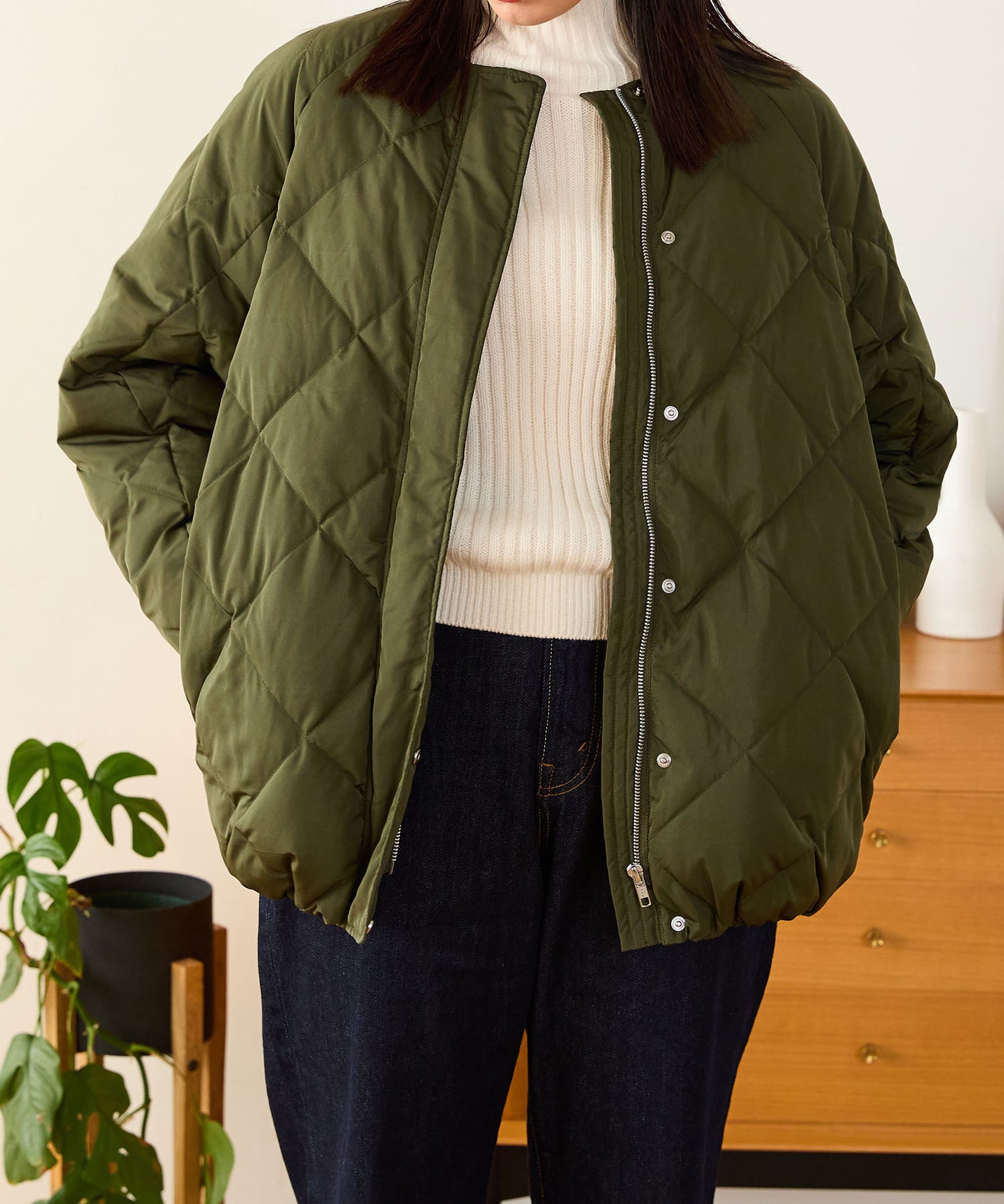 キルティングノーカラーダウンジャケット/MO43D04