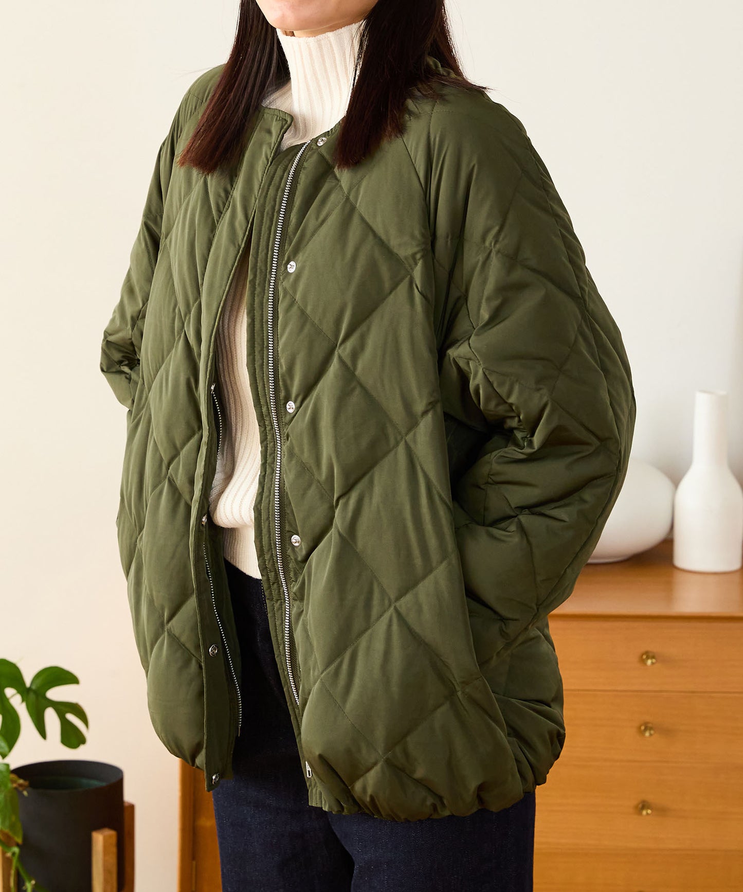 キルティングノーカラーダウンジャケット/MO43D04