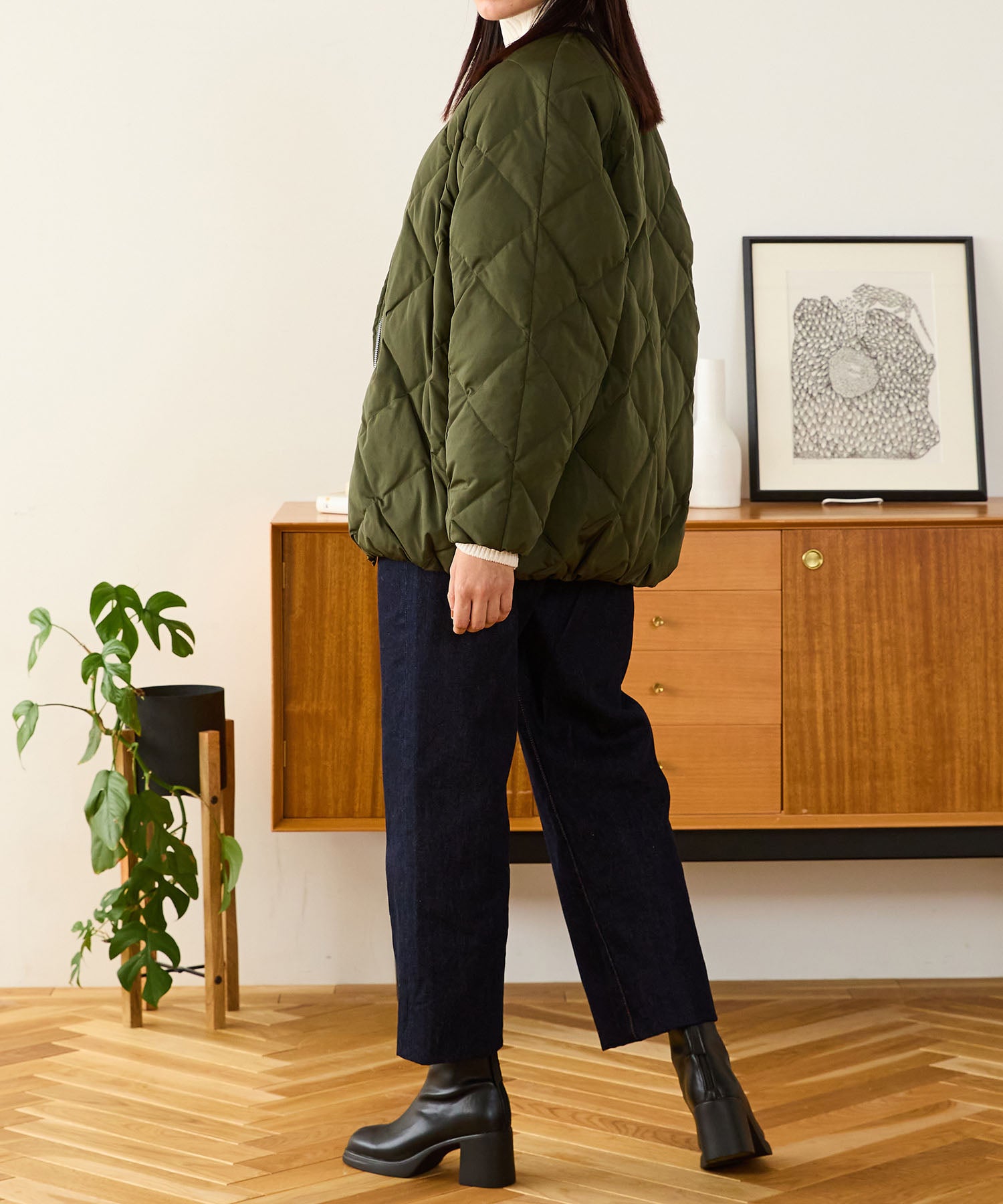 OUR ダークブラウン キルティングノースリーブジャケット OUR ダークブラウン キルティングノースリーブジャケット OURHOME