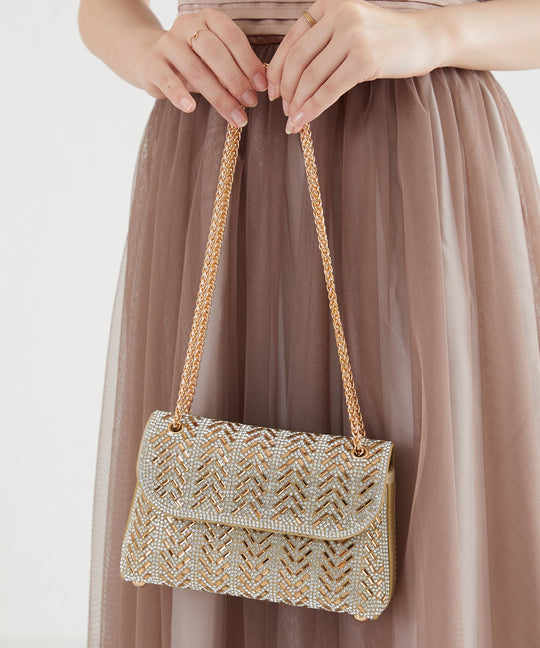 ラインストーンチェーンバッグ/MOB002【結婚式/オケージョン/パーティー】