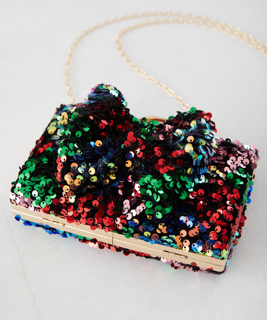 スパンコールリボンクラッチバッグ/MOB005【結婚式/オケージョン/パーティー】