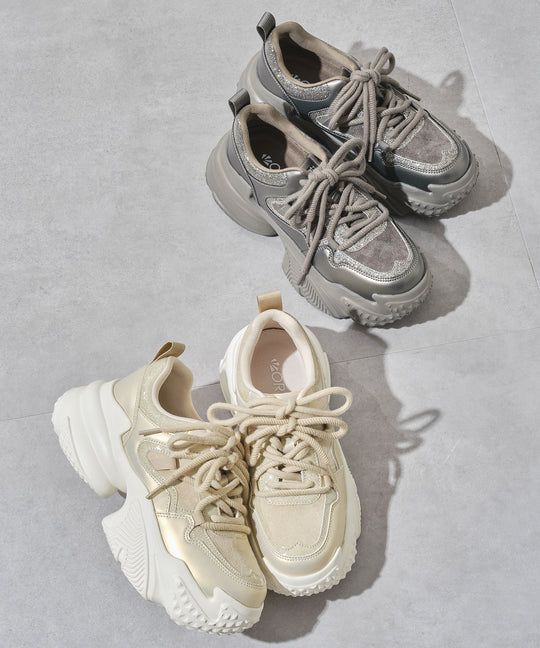 ダブルシューレース厚底スニーカー/OT3776