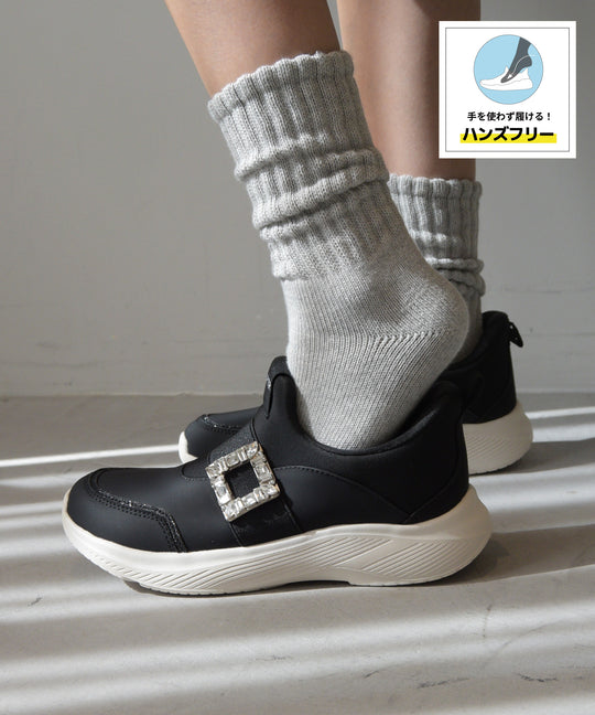 【瞬間フィット/ハンズフリー】ビジューバックルスニーカー/OT3777