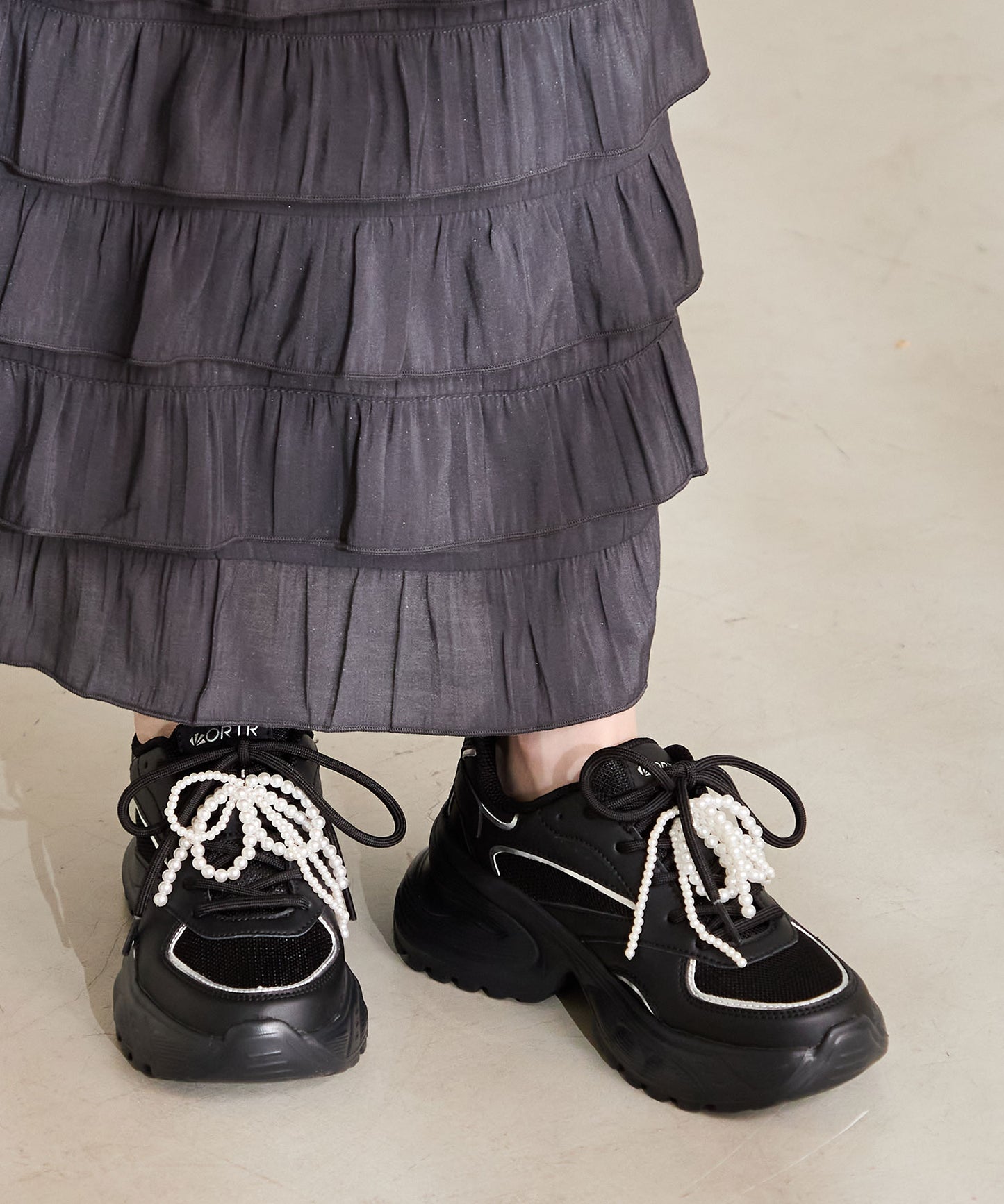 パールリボン付きダッドスニーカー/OT3781