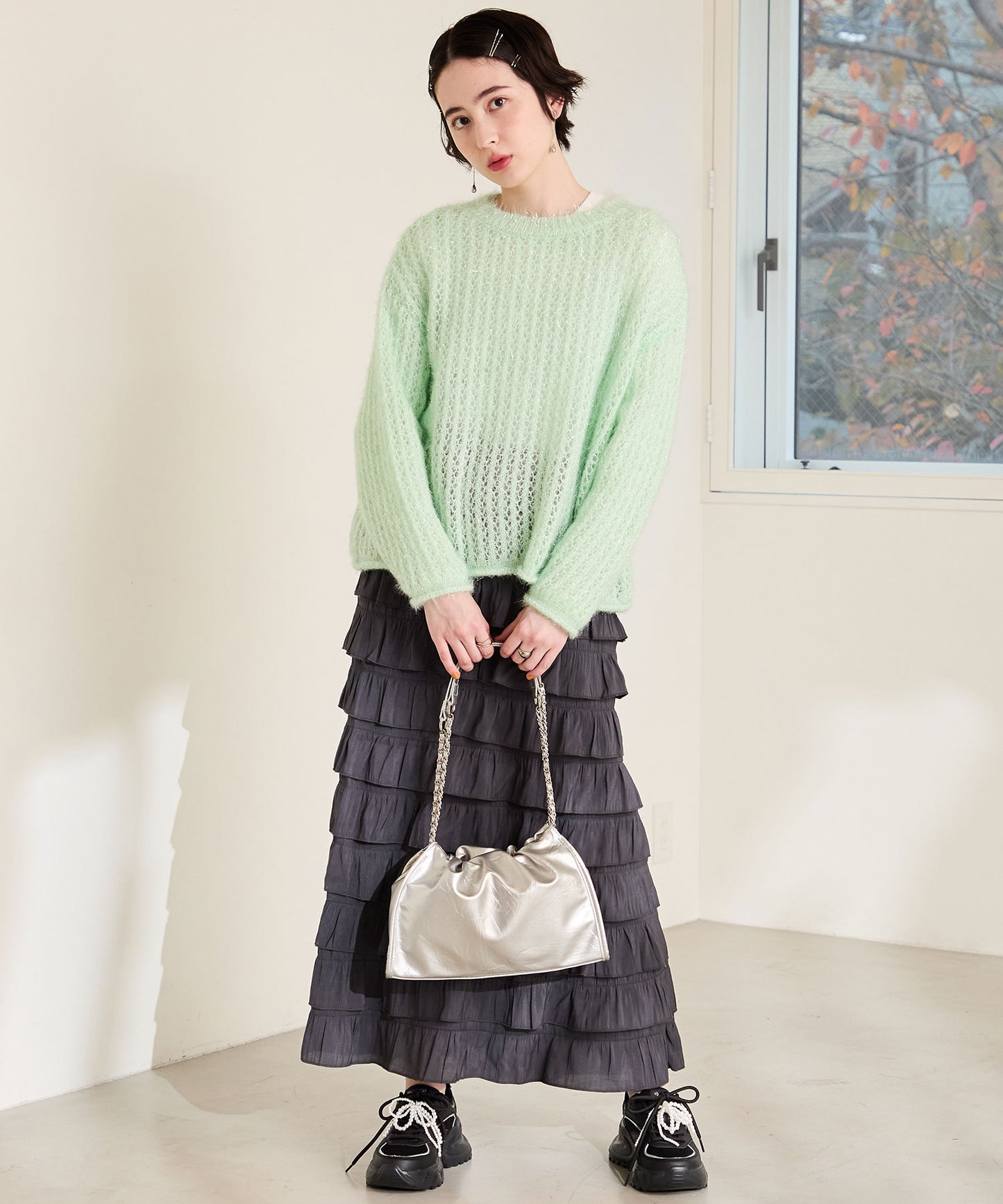 パールリボン付きダッドスニーカー/OT3781