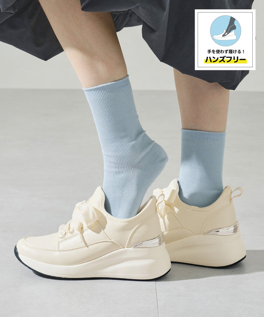 【瞬間フィット/ハンズフリー】グログランリボンスニーカー/OT3778