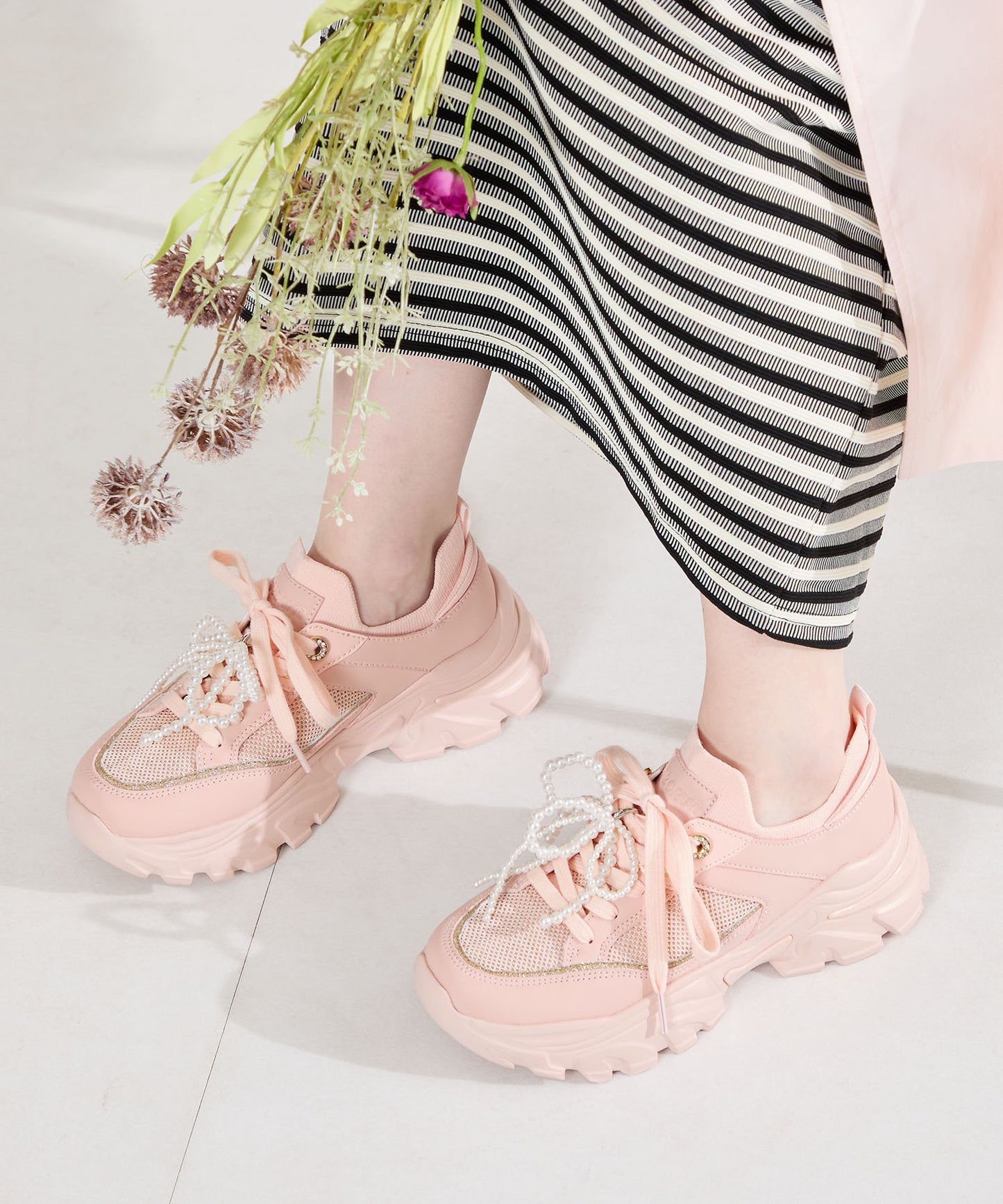 【WEB先行予約/3月上旬発売予定】2wayリボンモチーフニットスニーカー/OT3797