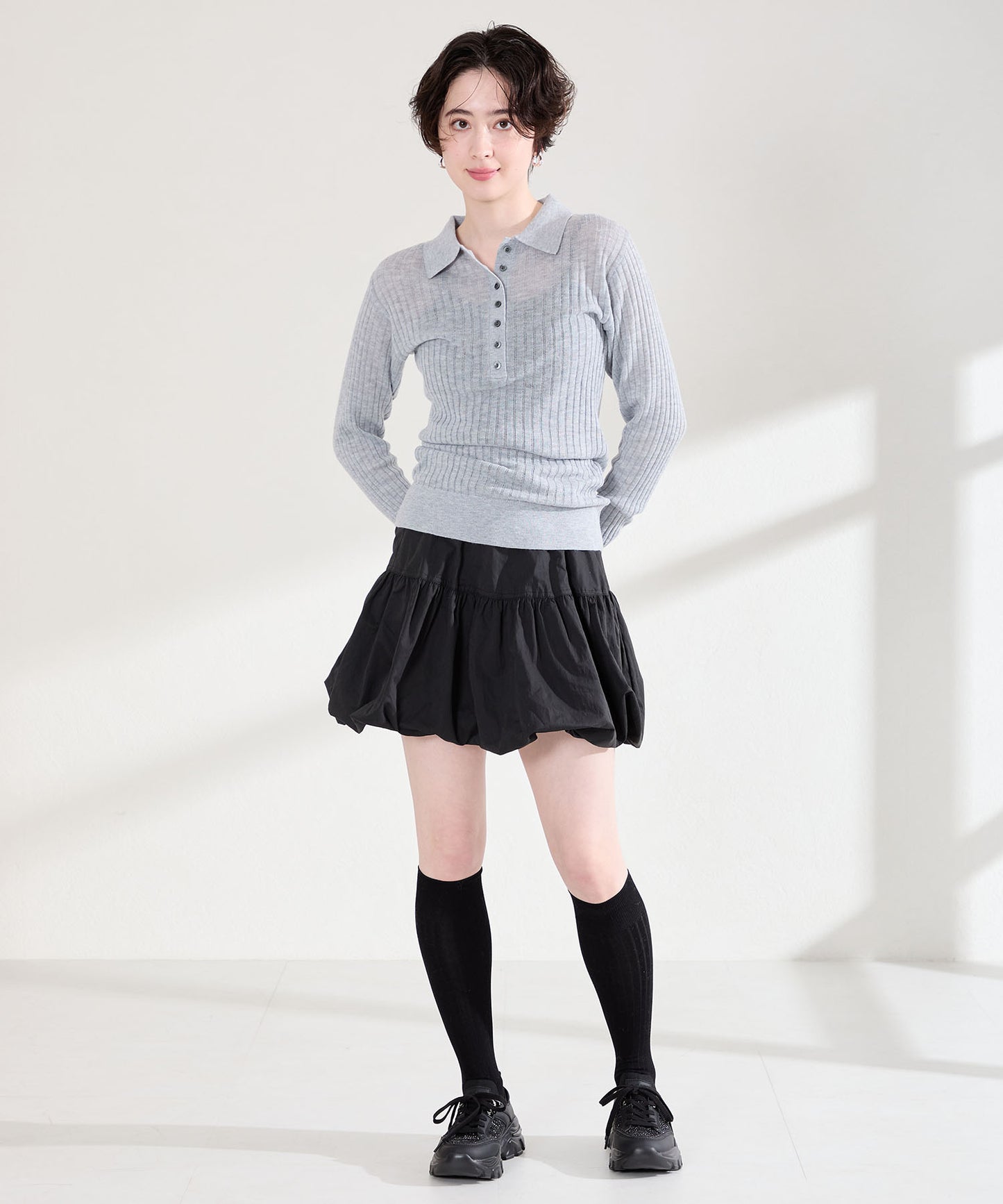 【WEB先行予約/3月上旬発売予定】2wayリボンモチーフニットスニーカー/OT3797