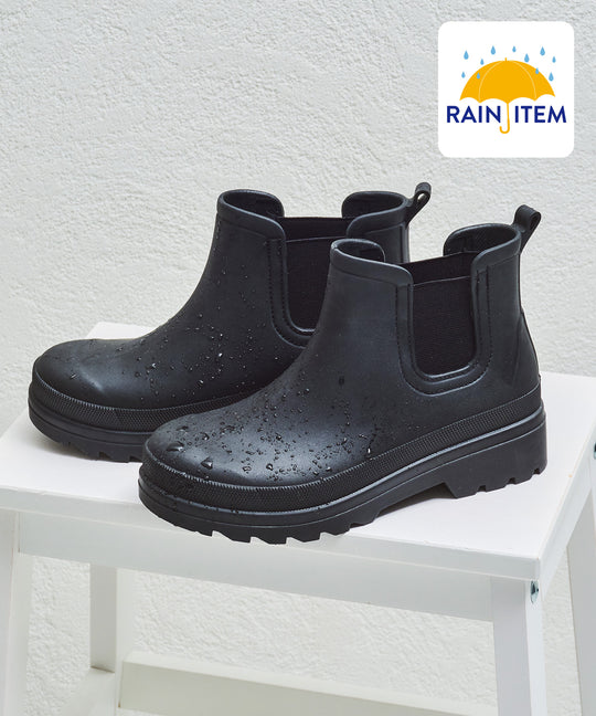 アンクル丈サイドゴア厚底レインブーツ/R-0023