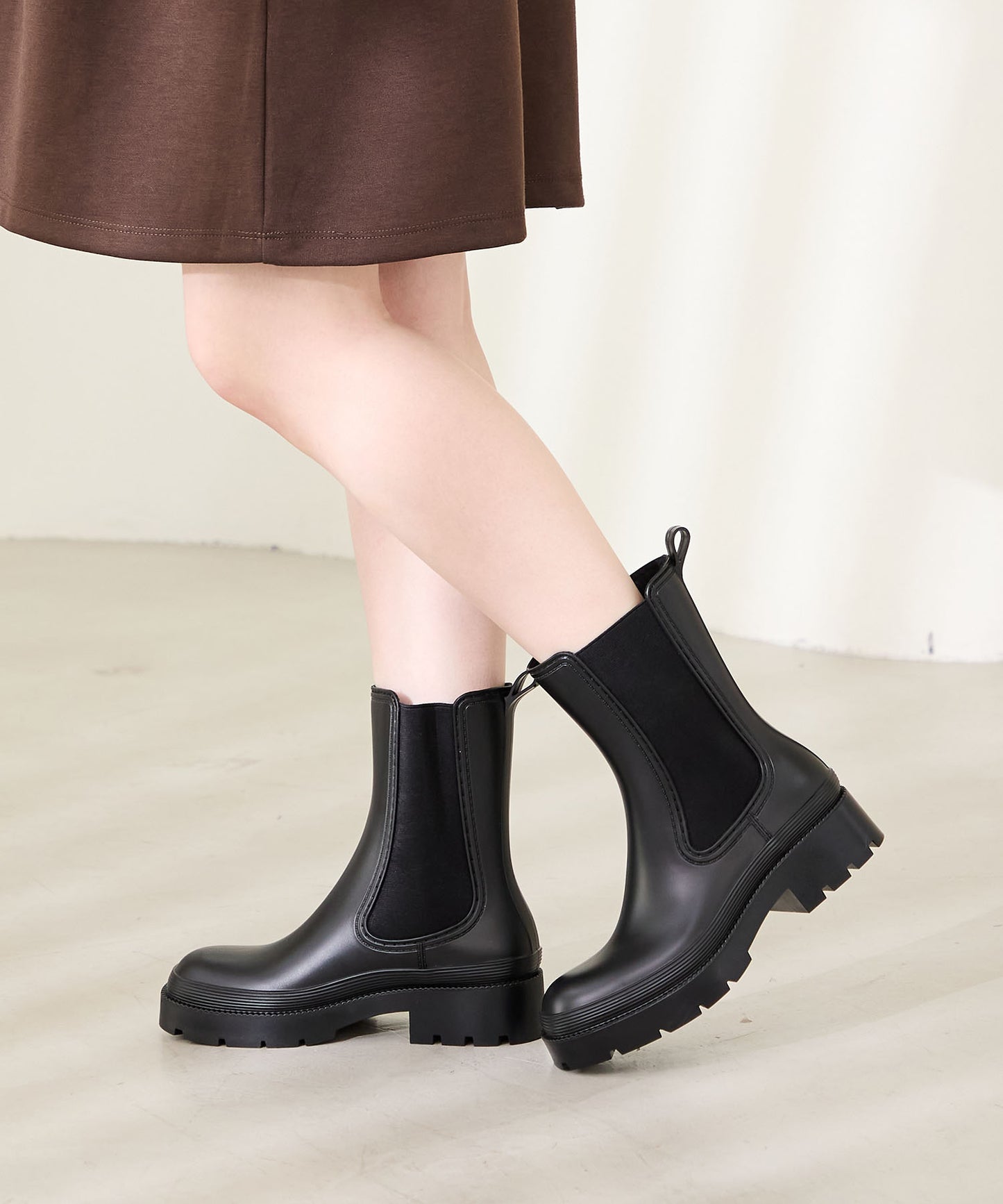 【WEB限定】ミドル丈サイドゴアレインブーツ/R-0025