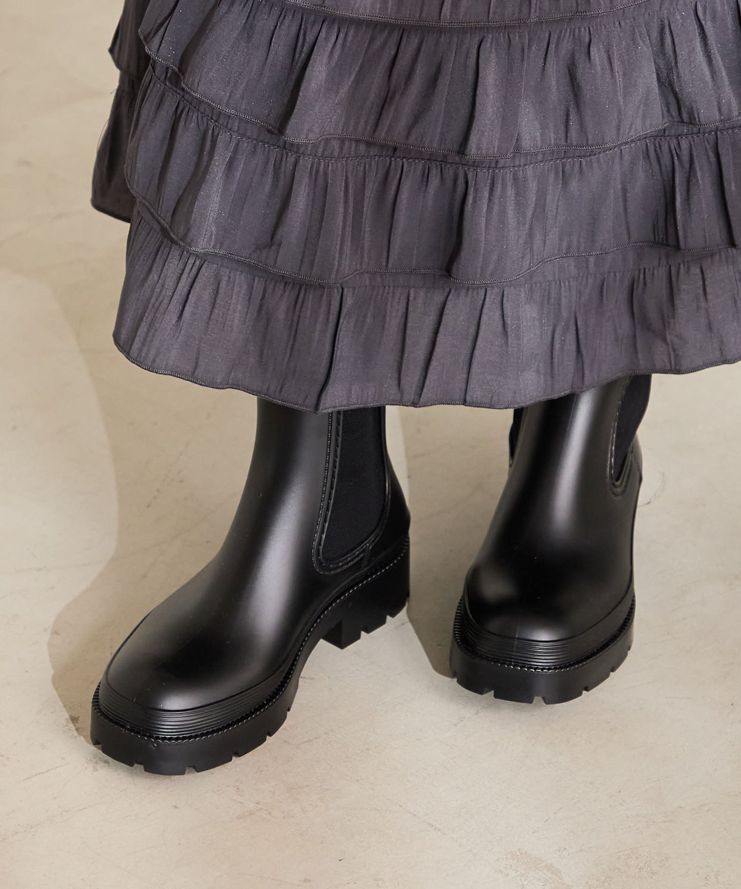 【WEB限定】ミドル丈サイドゴアレインブーツ/R-0025