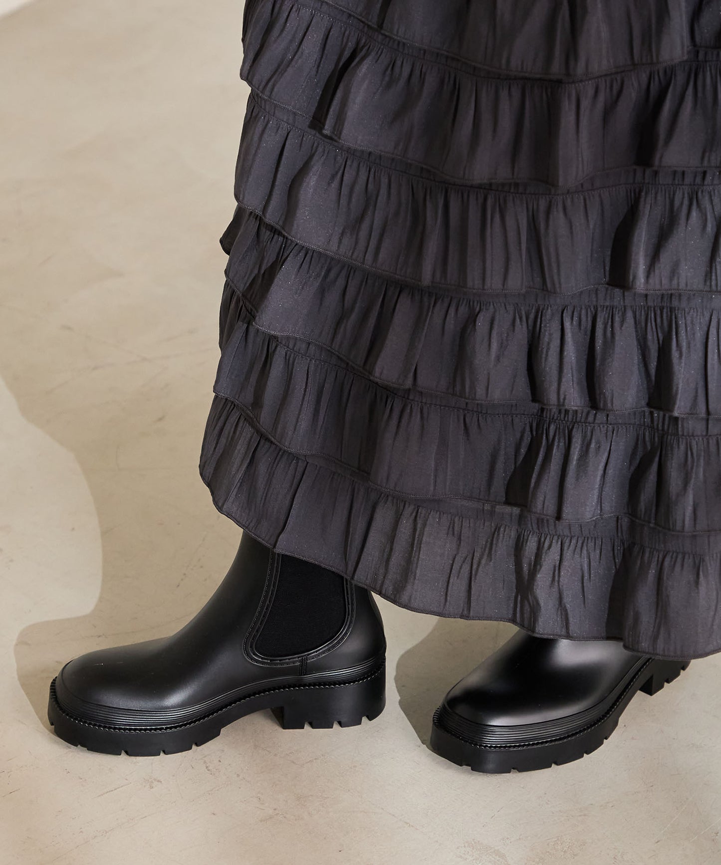 【WEB限定】ミドル丈サイドゴアレインブーツ/R-0025