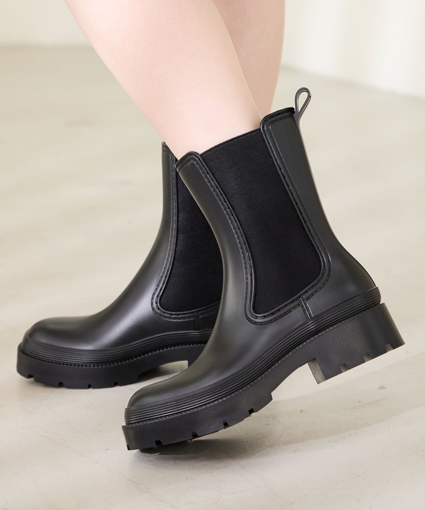 【WEB限定】ミドル丈サイドゴアレインブーツ/R-0025
