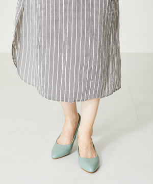 【跳べるパンプス/本革使用】ミドルヒールプレーンパンプス/R-6007