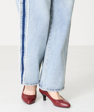 【跳べるパンプス/本革使用】ミドルヒールプレーンパンプス/R-6007