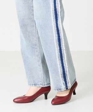 【跳べるパンプス/本革使用】ミドルヒールプレーンパンプス/R-6007