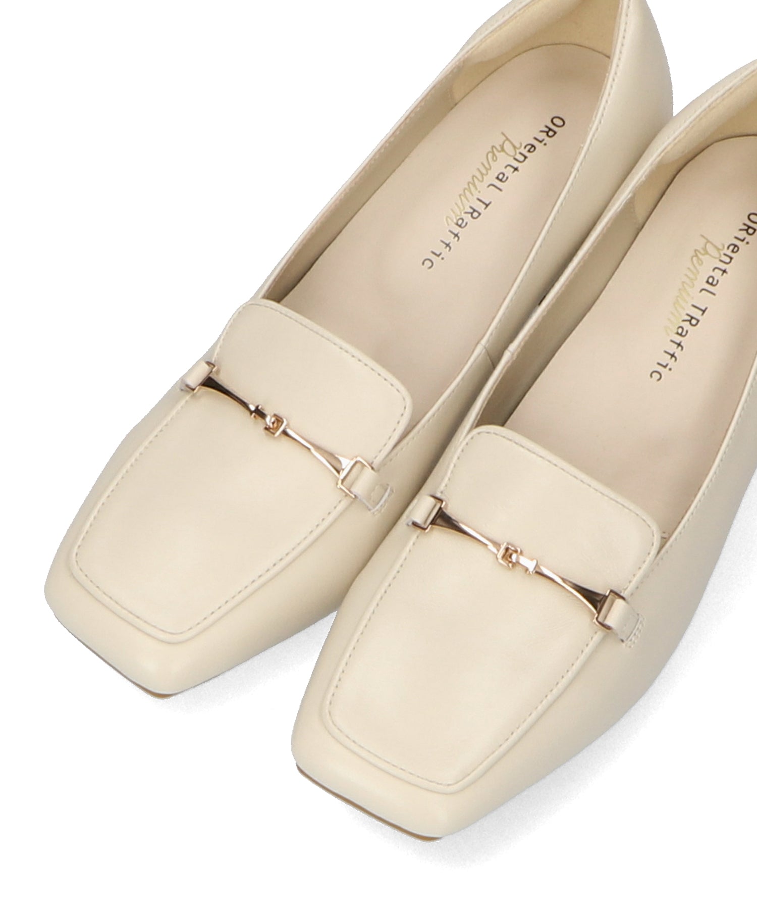 跳べるパンプス/本革使用】スクエアトゥビットヒールローファー/R-6008