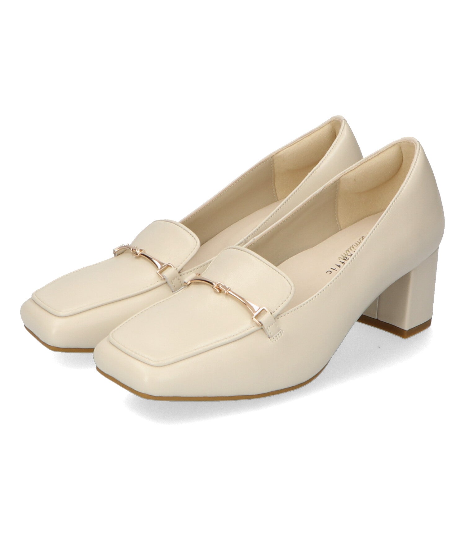 跳べるパンプス/本革使用】スクエアトゥビットヒールローファー/R-6008